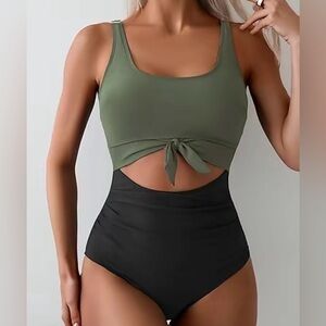 Women’s One Piece Swimsuit Tummy Control Slimming Cutout Tie Knot
Size XL